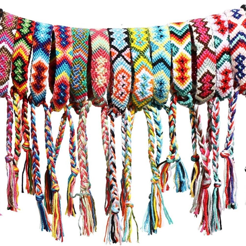15 Pieces Nepal Style Handmade Woven Bracelets Colorful Braided Wrap Bracelets f